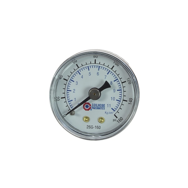 Coilhose Pneumatics 1 1/2" Dial Gauge 0-160 PSI 1/8" Back Mount 26G-160 - main